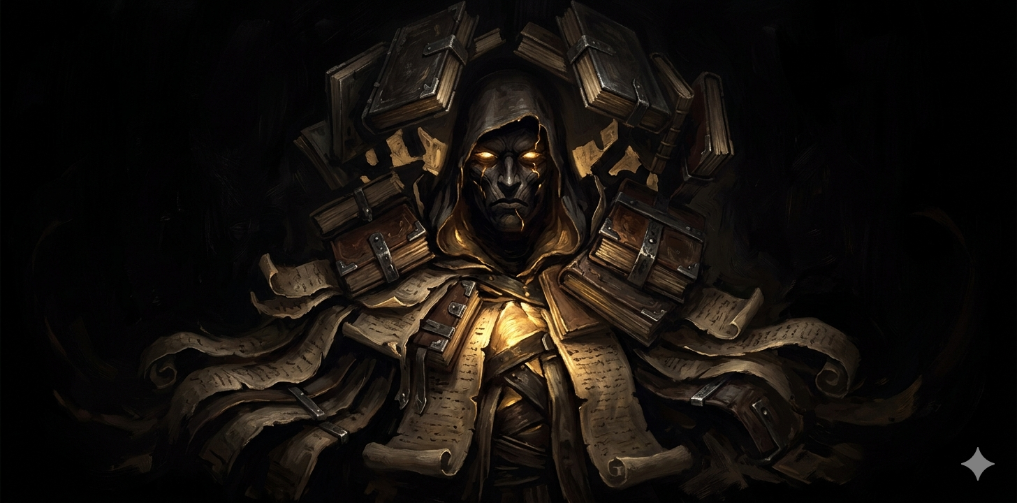 The Grand Archivist, boss of Kingdom 3 in Bordair's Castle